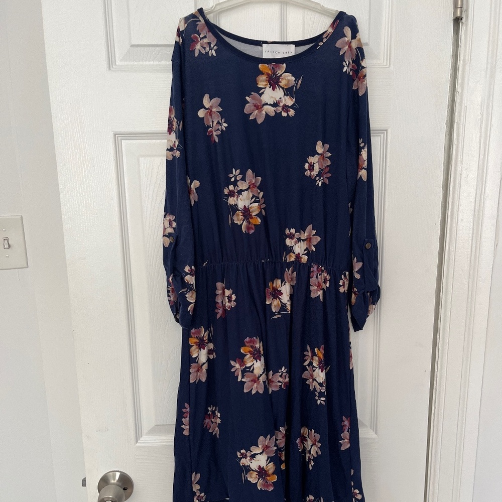 Blue floral knit dress